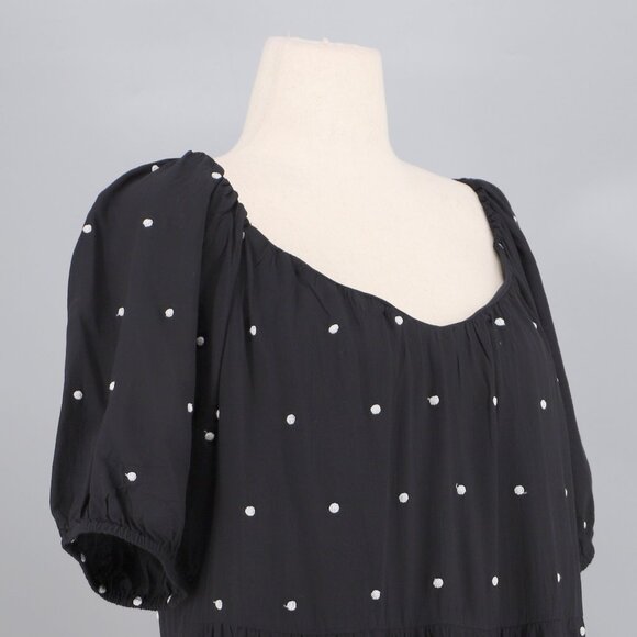 NWT ANN TAYLOR LOFT Polka Dotted Tiered Swing Mini Dress Black/White Size LP - Picture 4 of 9